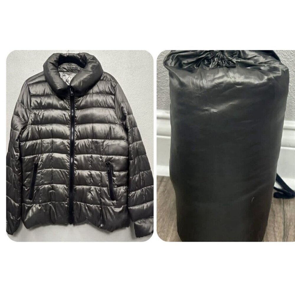Covington Packable Duck Down Puffer Coat Jacket Size Medium Pewter W/bag Hiking